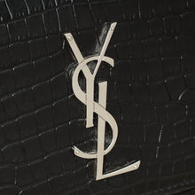 YSL Black Croco Embossed Sunset Medium Bag