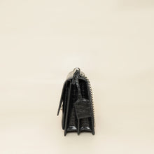 YSL Black Croco Embossed Sunset Medium Bag