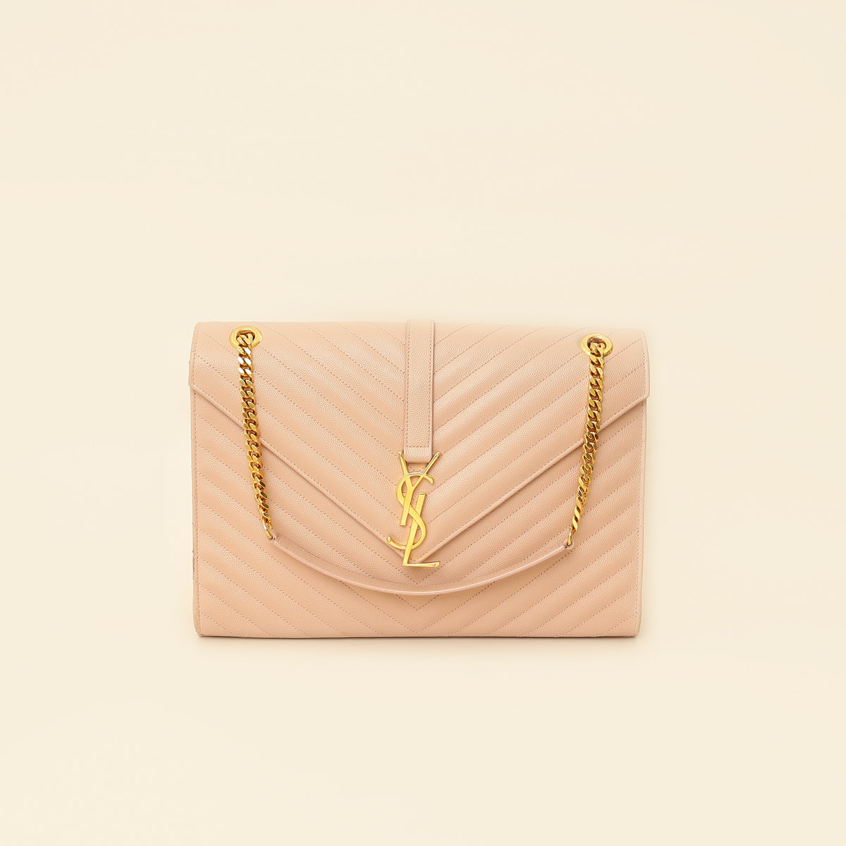 YSL Light Pink Monogram Satchel Flap Large Bag