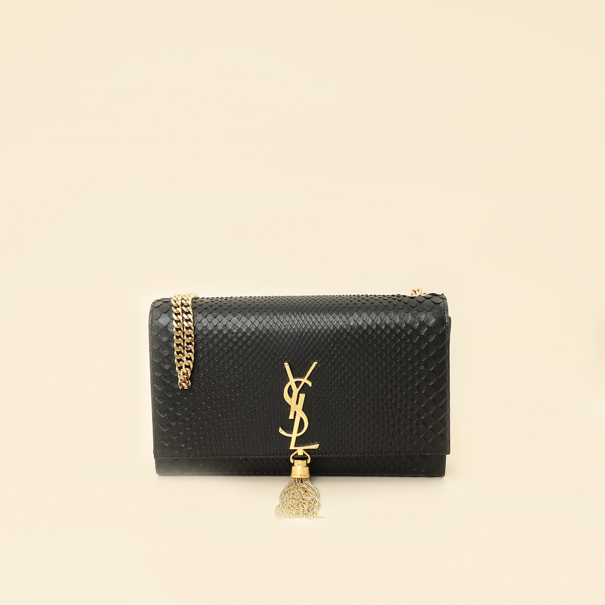 YSL Black Python Tassel Kate Medium Shoulder Bag