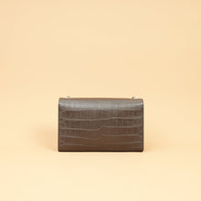 YSL Brown Croco Embossed Tassel Kate Bag