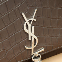 YSL Brown Croco Embossed Tassel Kate Bag