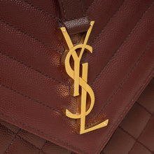 YSL Burgundy Mix Quilted Envelope Medium Flap Bag