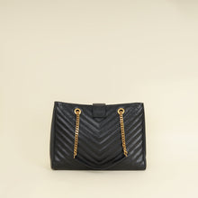 YSL Black Monogram Chevron Large Shopper Bag