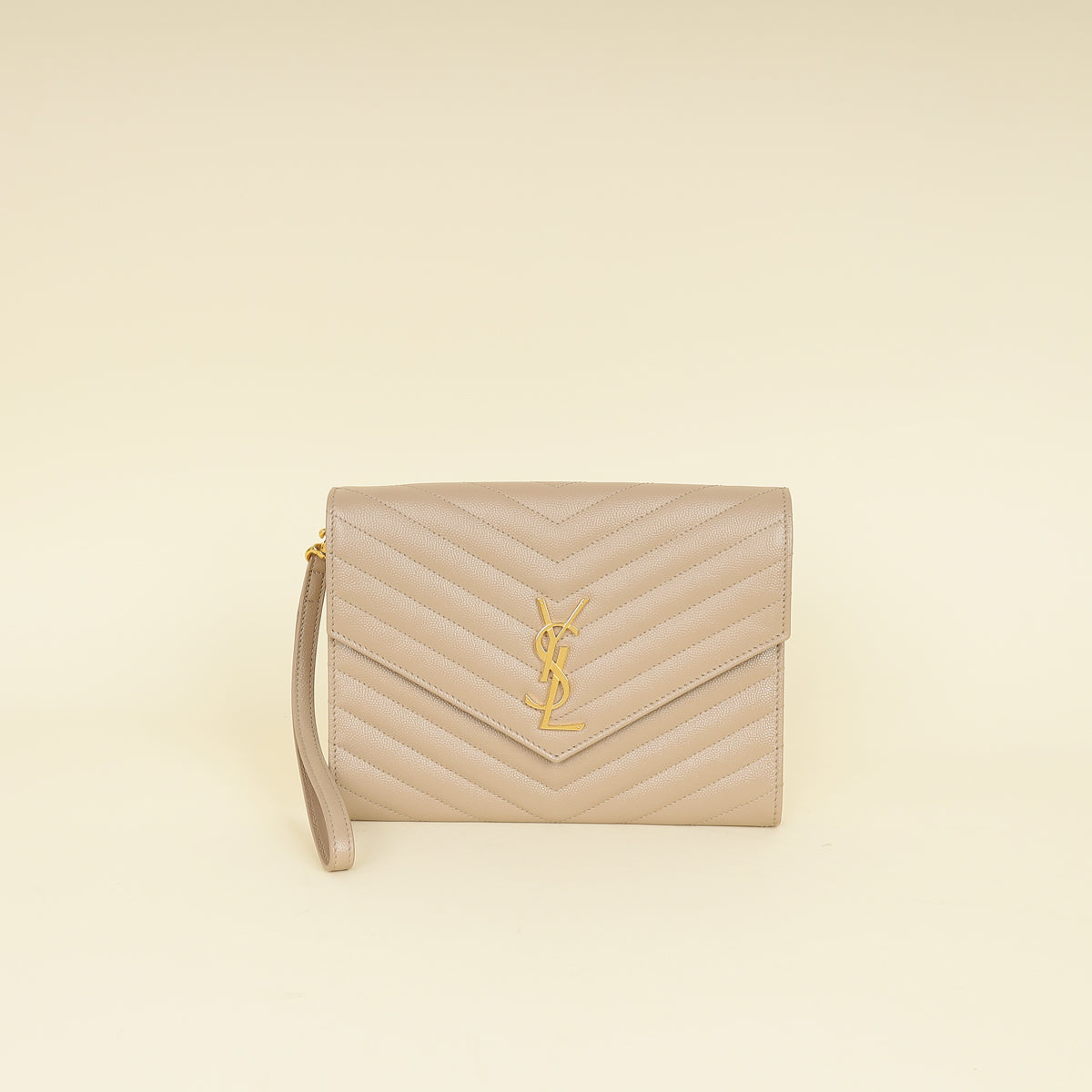 YSL Beige Cassandre Matelasse Flap Pouch