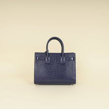 YSL Navy Blue Croco Embossed Sac De Jour Baby Bag