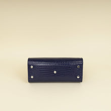YSL Navy Blue Croco Embossed Sac De Jour Baby Bag