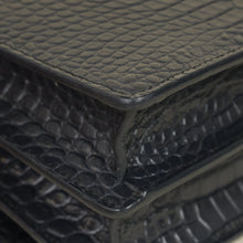 YSL Dark Grey Sunset Croc Embossed Medium Shoulder Bag