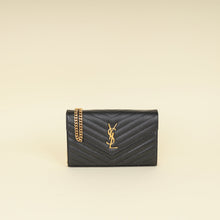 YSL Black Chevron Cassandre Chain Wallet