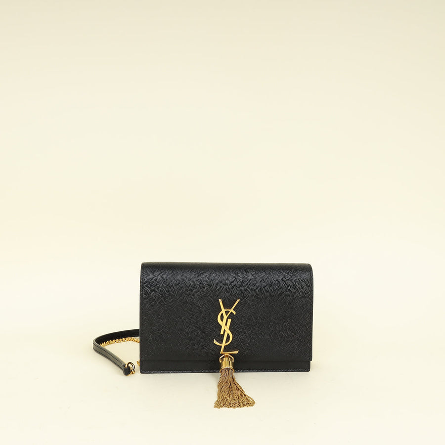 YSL Black Kate Tassel Chain Wallet