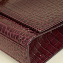 YSL Burgundy Croco Embossed Kate Tassel Medium Chain Bag