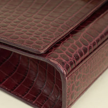 YSL Burgundy Croco Embossed Kate Tassel Medium Chain Bag