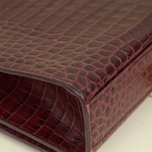 YSL Burgundy Croco Embossed Kate Tassel Medium Chain Bag
