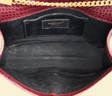 YSL Burgundy Croco Embossed Kate Tassel Medium Chain Bag