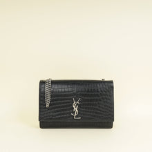 YSL Black Croco Embossed Kate Flap Large Bag