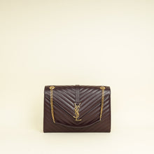 YSL Burgundy Monogram Envelope Large Satchel Bag