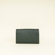 YSL Forest Green Cassandre Chevron Chain Wallet