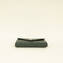 YSL Forest Green Cassandre Chevron Chain Wallet