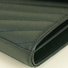 YSL Forest Green Cassandre Chevron Chain Wallet