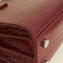YSL Red Sac De Jour Croco Embossed Nano Bag