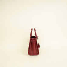YSL Red Sac De Jour Croco Embossed Nano Bag