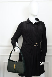 YSL Forest Green Croco Embossed LE 5 À 7 Shoulder Bag