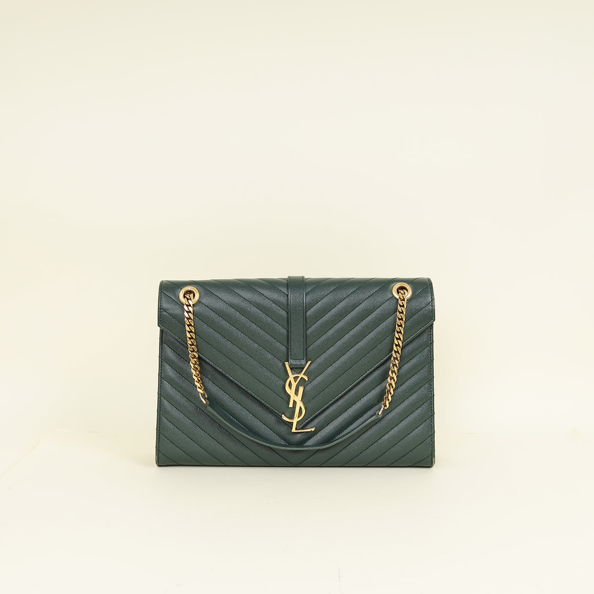 YSL Green Monogram Envelope Satchel Bag