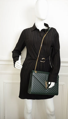 YSL Green Monogram Envelope Satchel Bag
