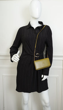 YSL Khaki Green Cassandre Phone Holder With Chain
