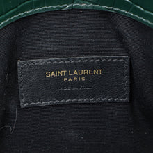 YSL Mint Green Uptown Croco Embossed Pouch