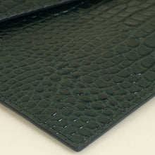 YSL Mint Green Uptown Croco Embossed Pouch