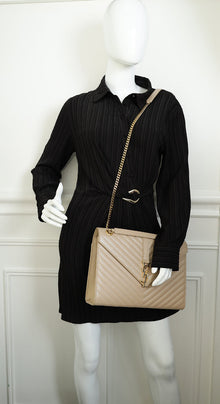 YSL Beige Monogram Satchel Flap Large Bag