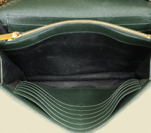 YSL Emerald Green Classic Cassandre Chevron Chain Wallet