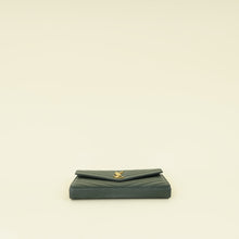 YSL Emerald Green Classic Cassandre Chevron Chain Wallet