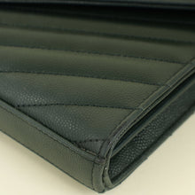 YSL Emerald Green Classic Cassandre Chevron Chain Wallet