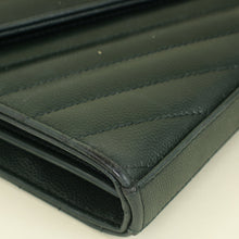 YSL Emerald Green Classic Cassandre Chevron Chain Wallet