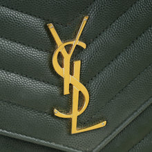 YSL Emerald Green Classic Cassandre Chevron Chain Wallet