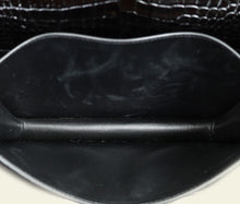 YSL Black Sunset Medium Croco Embossed Shoulder Bag