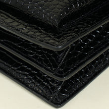 YSL Black Sunset Medium Croco Embossed Shoulder Bag