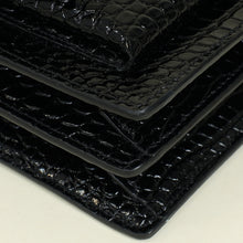 YSL Black Sunset Medium Croco Embossed Shoulder Bag