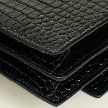 YSL Black Sunset Medium Croco Embossed Shoulder Bag