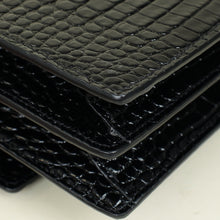 YSL Black Sunset Medium Croco Embossed Shoulder Bag