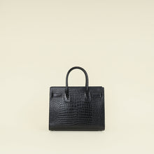 YSL Black Sac De Jour Baby Croco Embossed Bag