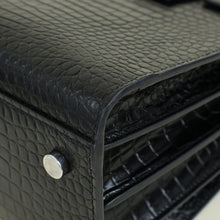 YSL Black Sac De Jour Baby Croco Embossed Bag