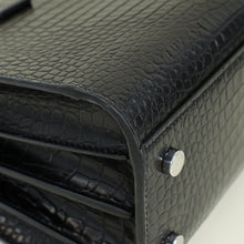 YSL Black Sac De Jour Baby Croco Embossed Bag
