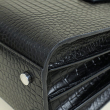 YSL Black Sac De Jour Baby Croco Embossed Bag