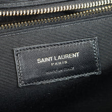 YSL Indigo Blue Monogram Envelope Chevron Large Satchel Bag