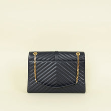 YSL Indigo Blue Monogram Envelope Chevron Large Satchel Bag