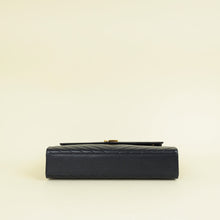 YSL Indigo Blue Monogram Envelope Chevron Large Satchel Bag