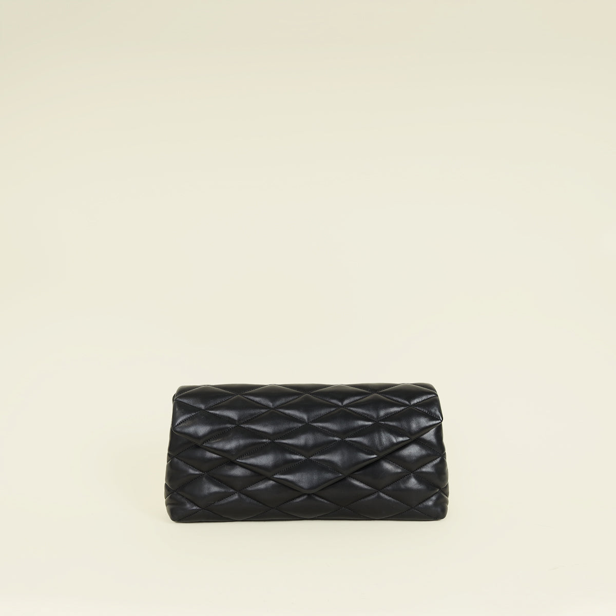 YSL Black Sade Envelope Quilted Large Clutch